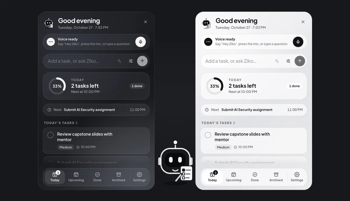 Ziko — AI Voice To-Do Assistant screenshot